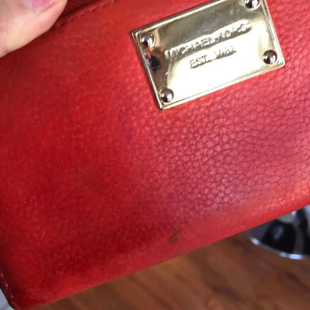 Michael Kors Red leather zip around wallet